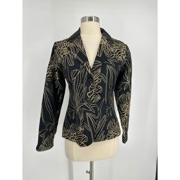 Chicos Brocade Floral Embroidery Button Down Blazer - Picture 1 of 8